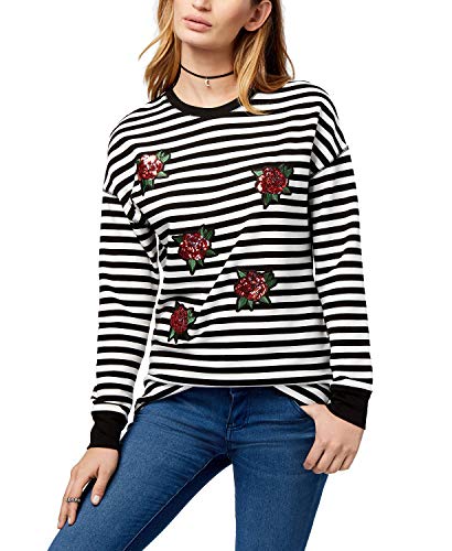 Striped Sequin-Embellished Sweatshirt