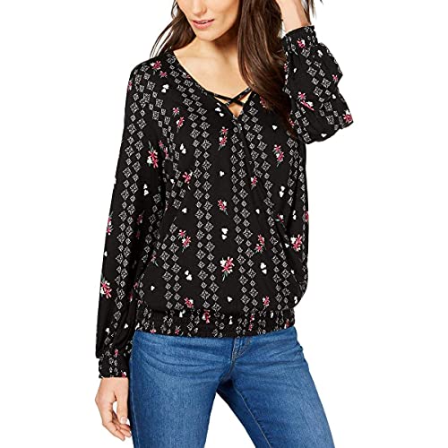 Printed-Stripe Smocked Surplice Top