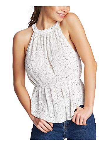 Pleated Dot-Print Halter Top