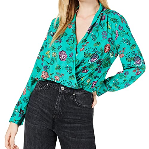 Floral-Print Faux-Wrap Top