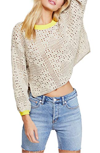 Free People Home Run Cotton Crochet Sweater