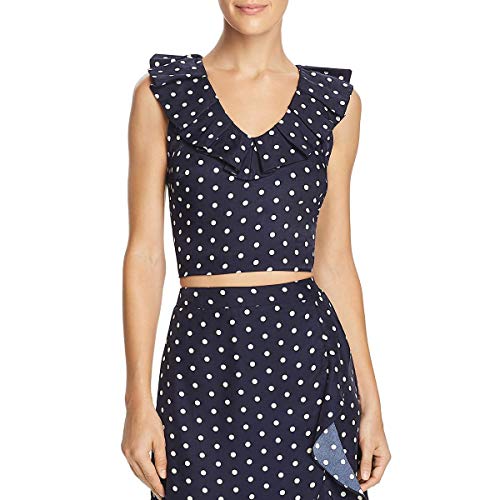 Lucy Paris Ruffled Polka Dot Cropped Top