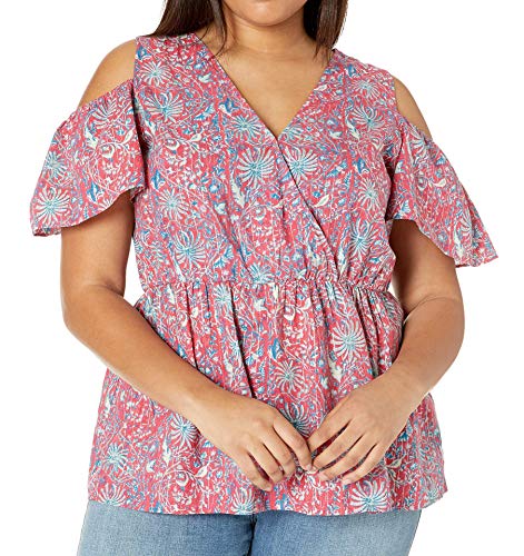 Trendy Plus Size Cotton Cold-Shoulder Blouse