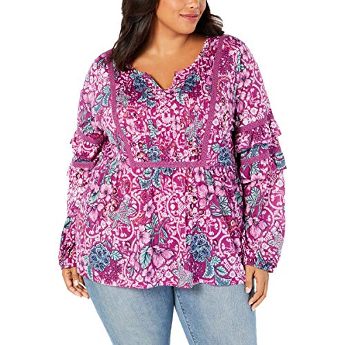 Plus Size Floral-Print Tiered-Sleeve Blouse
