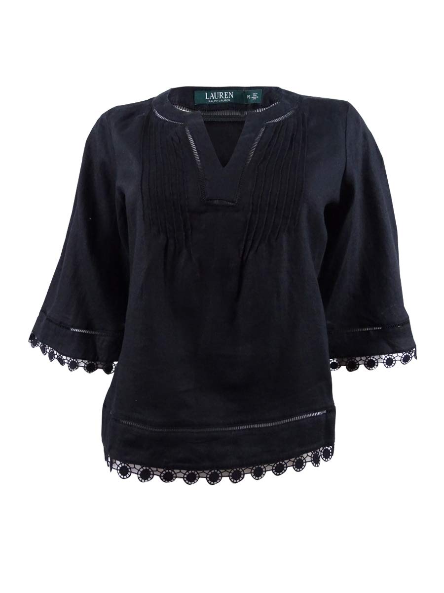 Lauren Ralph Lauren Womens Plus Embroidered V-Neck Pullover Top