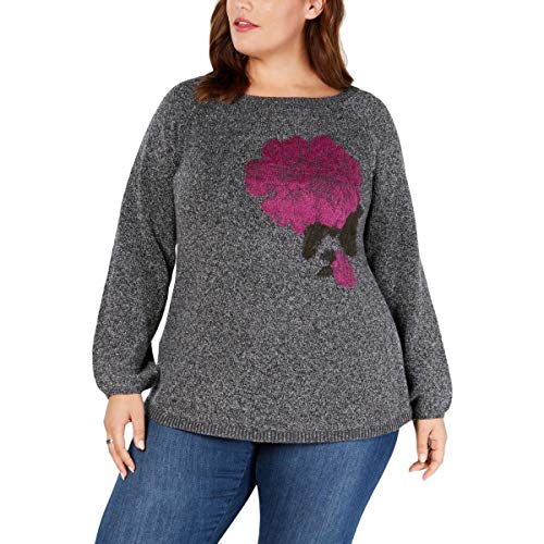 Plus Size Jacquard Floral Sweater