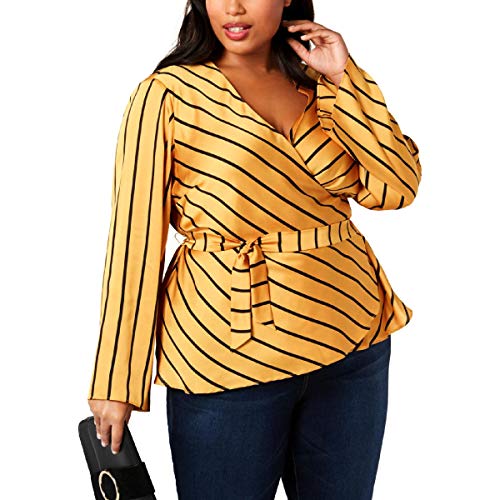 I.N.C. Plus Size Striped Wrap Top