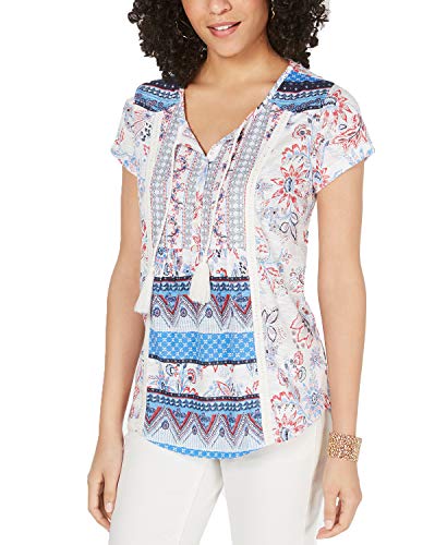 Petite Printed Tassel Top