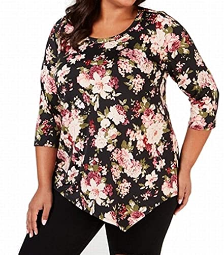 Plus Size Printed Asymmetrical-Hem Top