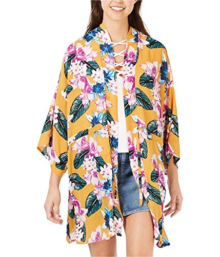 Juniors' Floral-Printed Tie-Front Kimono