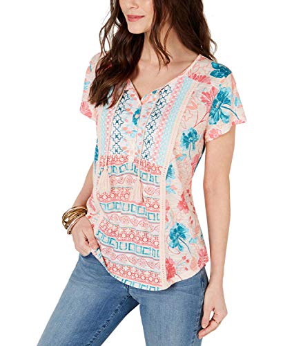 Style & Co Petite Crochet Trim Top