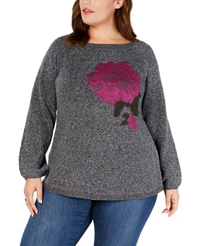 Plus Size Jacquard Floral Sweater