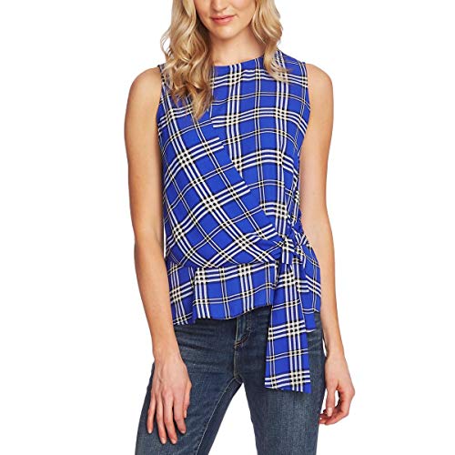 Highland Plaid Assymetrical Sleeeless Blouse