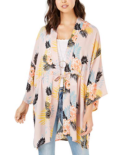 Juniors' Tie-Front Bouquet-Print Kimono