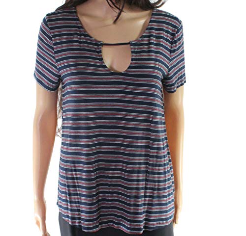 PINK ROSE Large Junior Stripe Printed Cut Out Knit Top