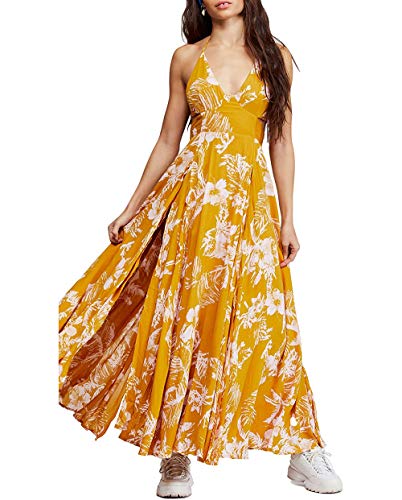 Free People Women's V-Neck Tie-Back Maxi Dress