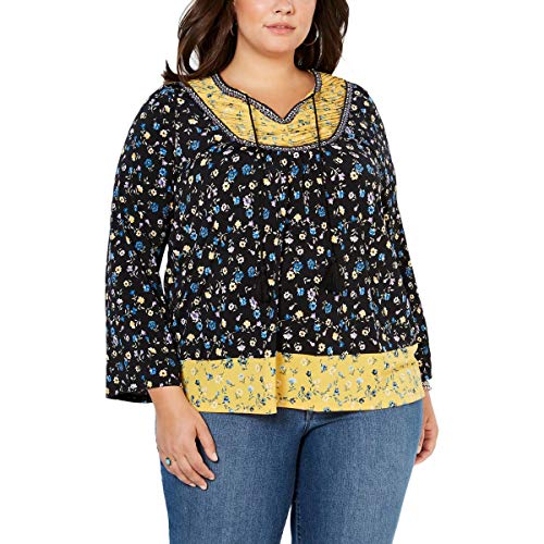 Plus Size Contrast-Print Ruched Top