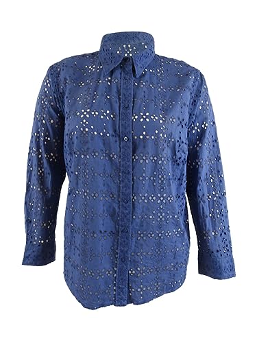 Lauren Ralph Lauren Plus-Size Eyelet Cotton Shirt