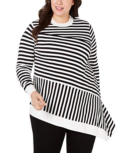 Plus Size Mixed-Stripe Asymmetrical Sweater