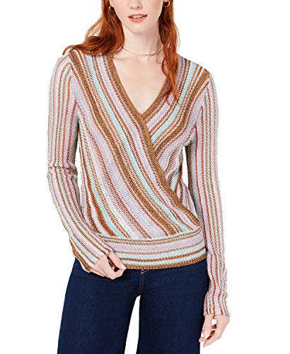 Metallic Surplice Pullover Sweater