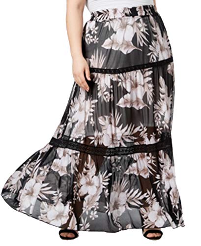 Plus Size Lace-Inset Maxi Skirt