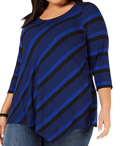 Plus Size Striped Asymmetrical Top