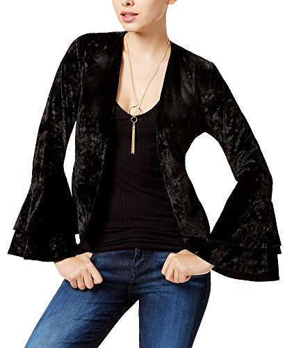 Juniors' Crushed Velvet Tiered Ruffled Blazer