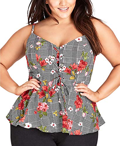 Trendy Plus Size Sloane Floral-Print Lace-Up Top