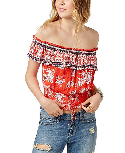 Juniors' Cotton Smocked Off-The-Shoulder Top