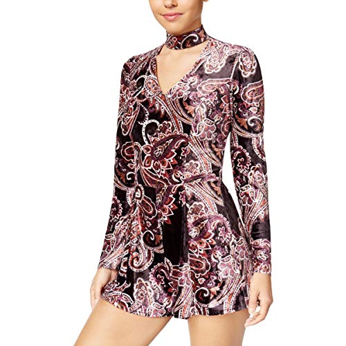 Be Bop Juniors Printed Cotton Velvet Choker Romper