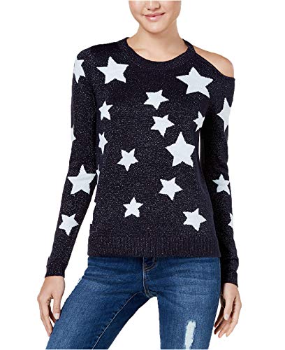 Juniors' Star-Print Metallic Sweater