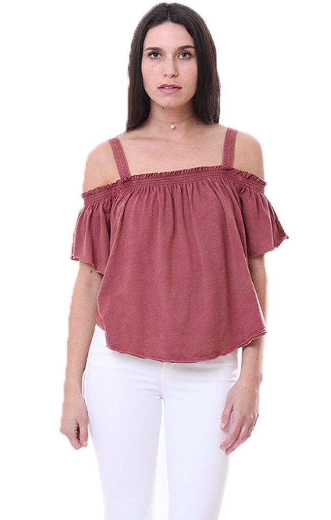 We The Free Womens Ruffled Off-The-Shoulder Casual Top