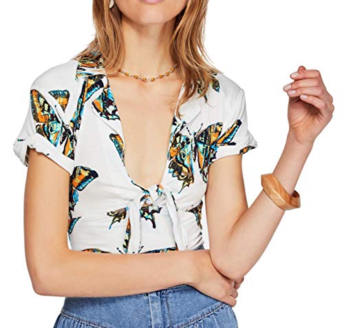 Free People Women's Ready Set Sail Top (Ivory Combo, X-Small)
