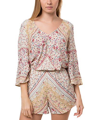 Juniors' Las Brisas Printed Lace-Up Romper