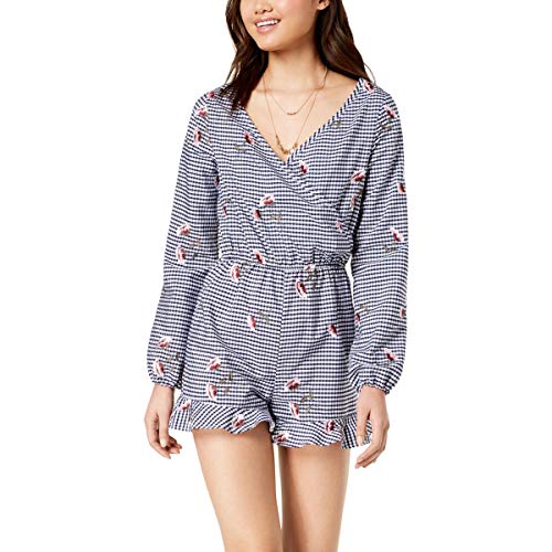 The Edit By Seventeen Juniors Embroidered Gingham Romper