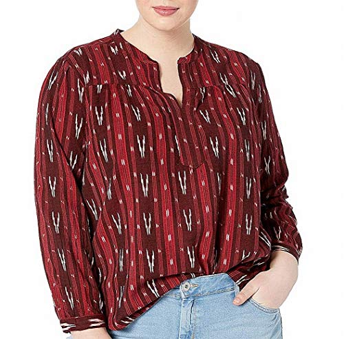 Cotton Plus Size Printed Popover Top