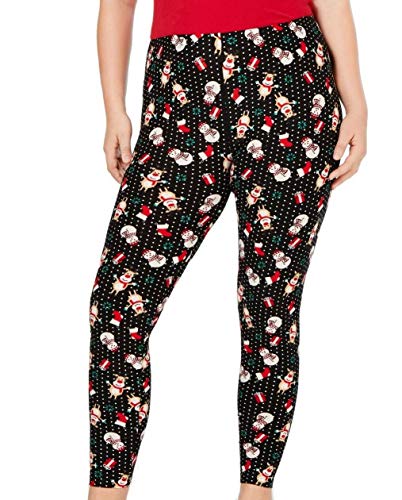Planet Gold | Holiday-Print Leggings | Black Dots | 1X