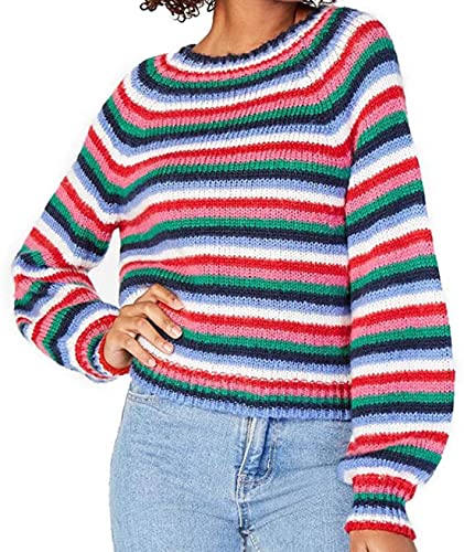 Juniors' Fluffy Striped Sweater
