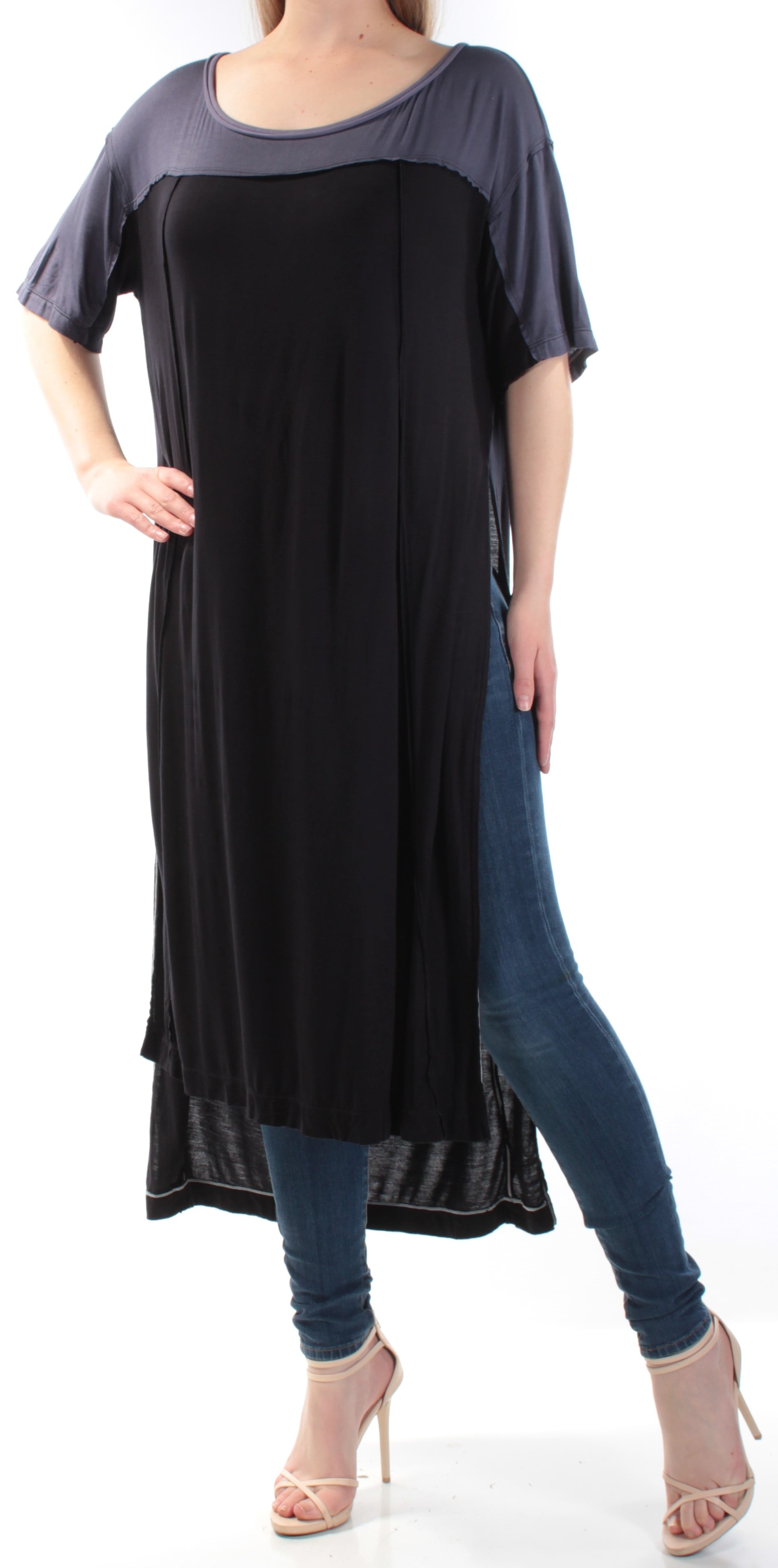Free People Womens Jersey Colorblock Tunic Top