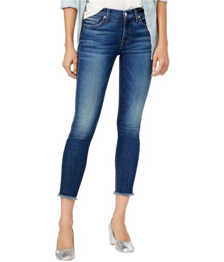 7 For All Mankind Women's The Ankle Skinny w/Raw Hem In Bondi Beach Bondi Beach 27 28