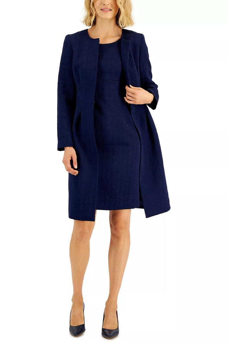 Women's Jacquard Long Jacket & Sheath Dress, Regular and Petite Sizes