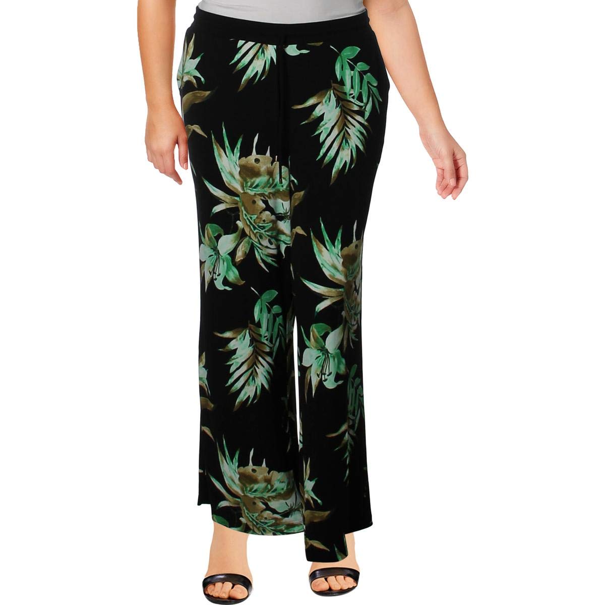 Lauren Ralph Lauren Womens Plus Printed Pull On Wide Leg Pants