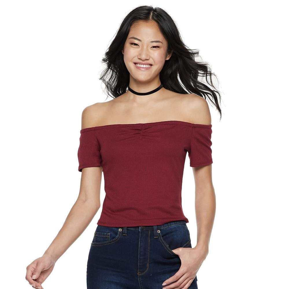 Love, Fire Juniors' Ribbed Off-The-Shoulder Top
