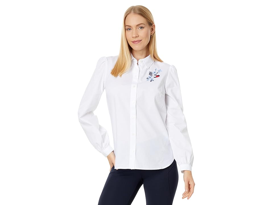 Women's Cotton Puff-Sleeve Embroidered Shirt