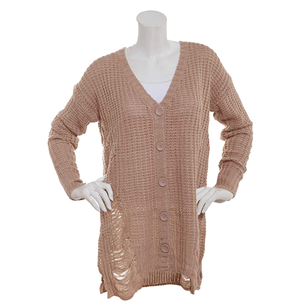 Derek Heart Womens V-Neck Drop Shoulder Cardigan Sweater
