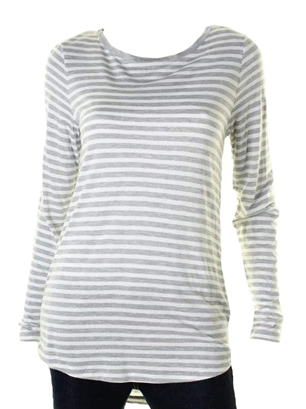 Michael Kors Womens Striped Hi-Low Long Sleeve Casual Top