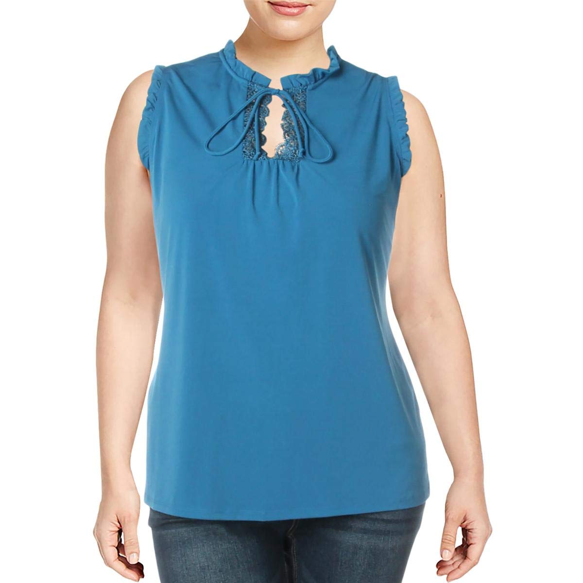 NY Collection Solid Ruffled Blouse
