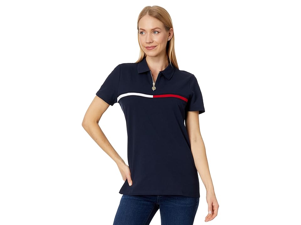 Women's Quarter-Zip Signature-Stripe Polo