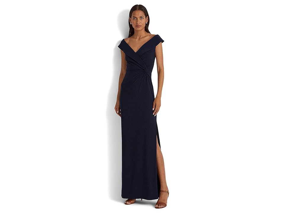 Women's Jersey Off-the-Shoulder Side-Slit Column Gown