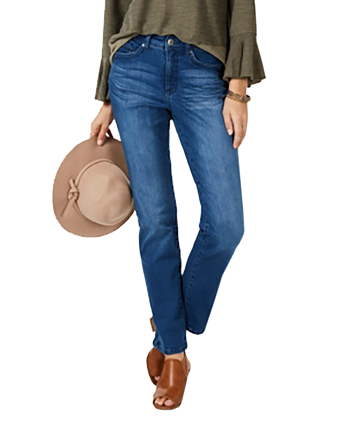 Style & Co Womens Rail Straight Leg High Rise Tummy-Control Jeans Capside 4P